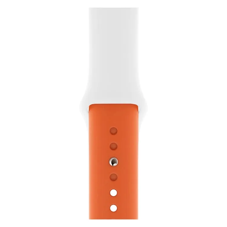 Double Colors Silicone Watch Band for Apple Watch Series 3 & 2 & 1 42mm(White Orange)