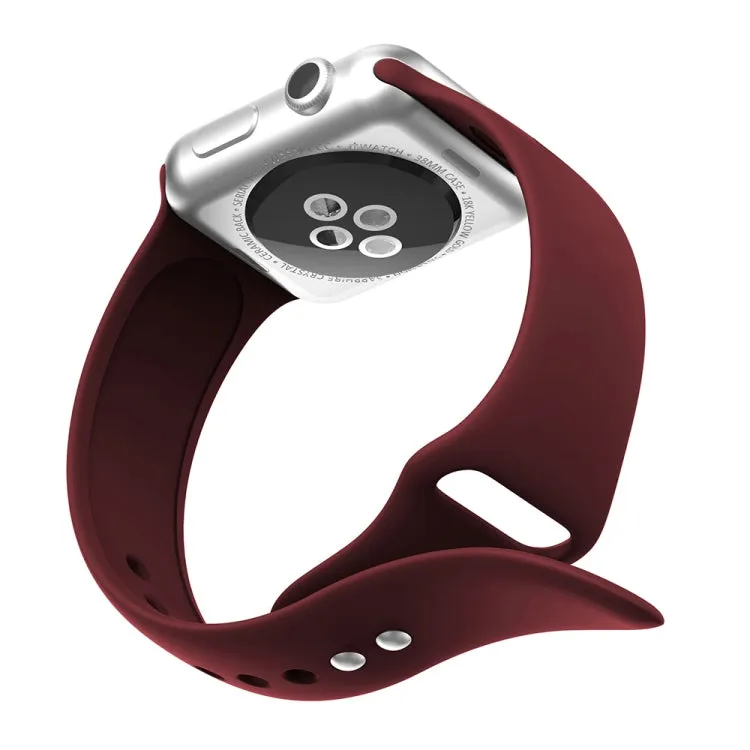 Double Rivets Silicone Watch Band for Apple Watch Series 3 & 2 & 1 38mm(Wine Red)