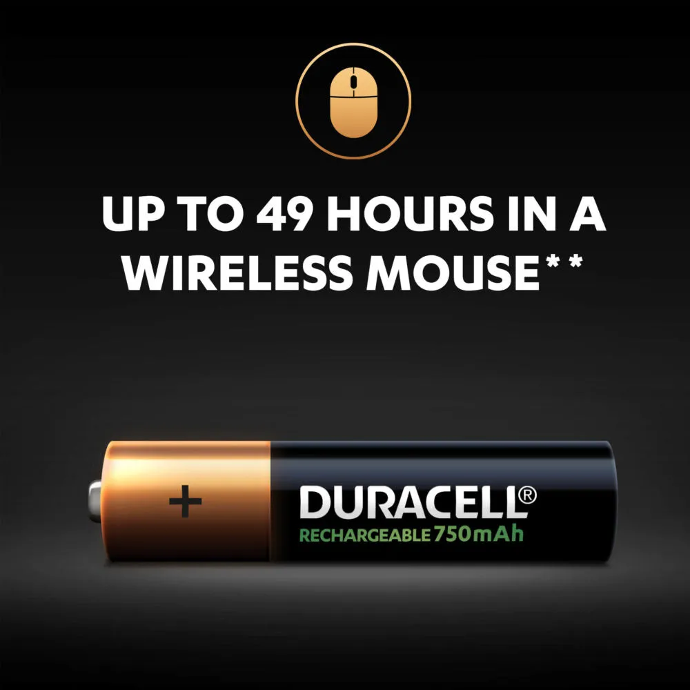 Duracell AAA Plus Power Rechargeable 900mAh Battery Pack of 4