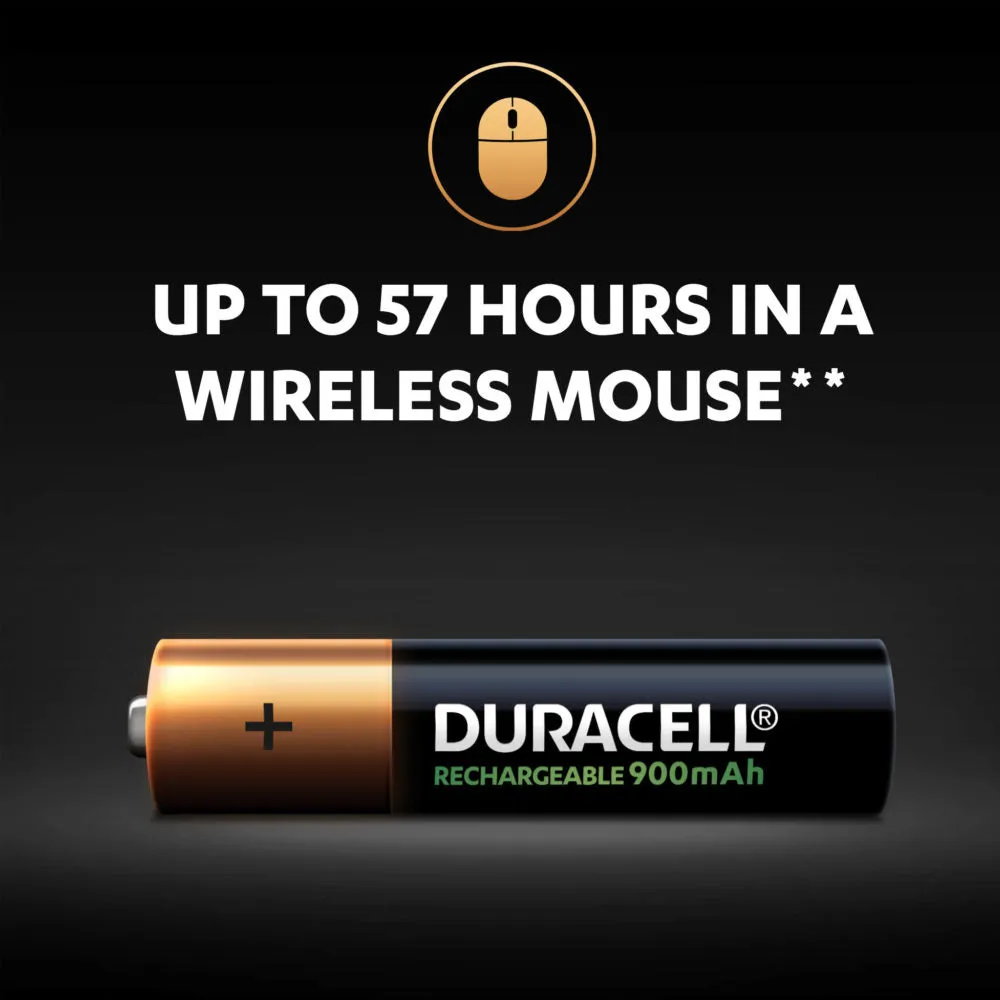 Duracell AAA Plus Power Rechargeable 900mAh Battery Pack of 4