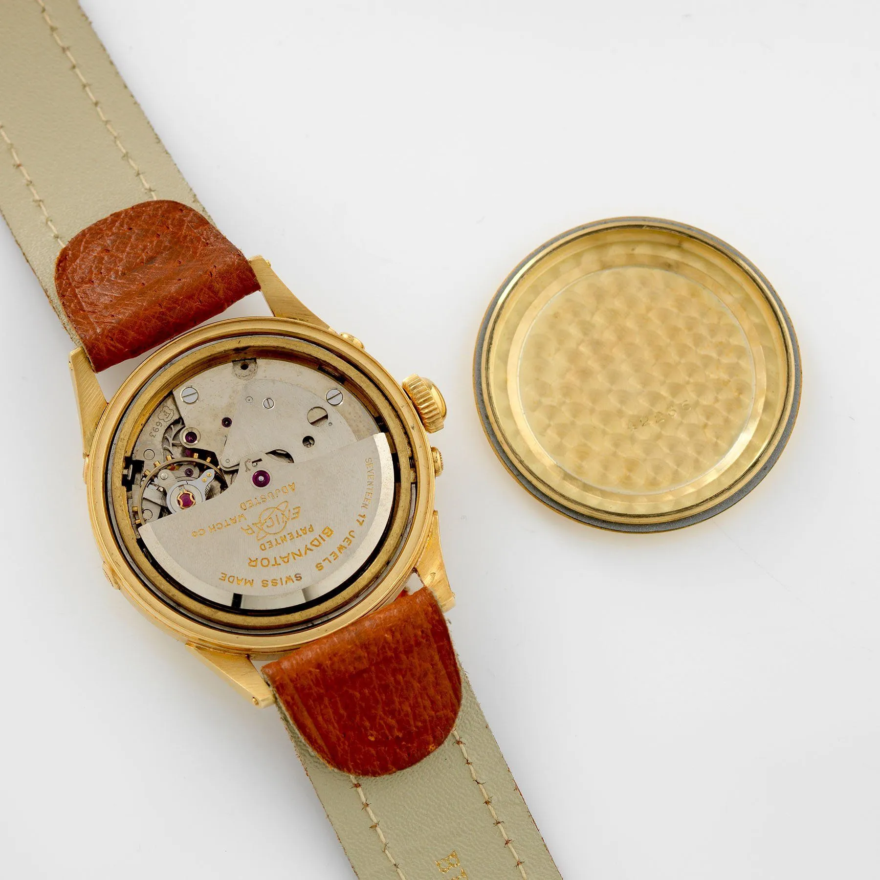 Enicar Triple Calendar Moonphase Yellow Gold Dress Watch