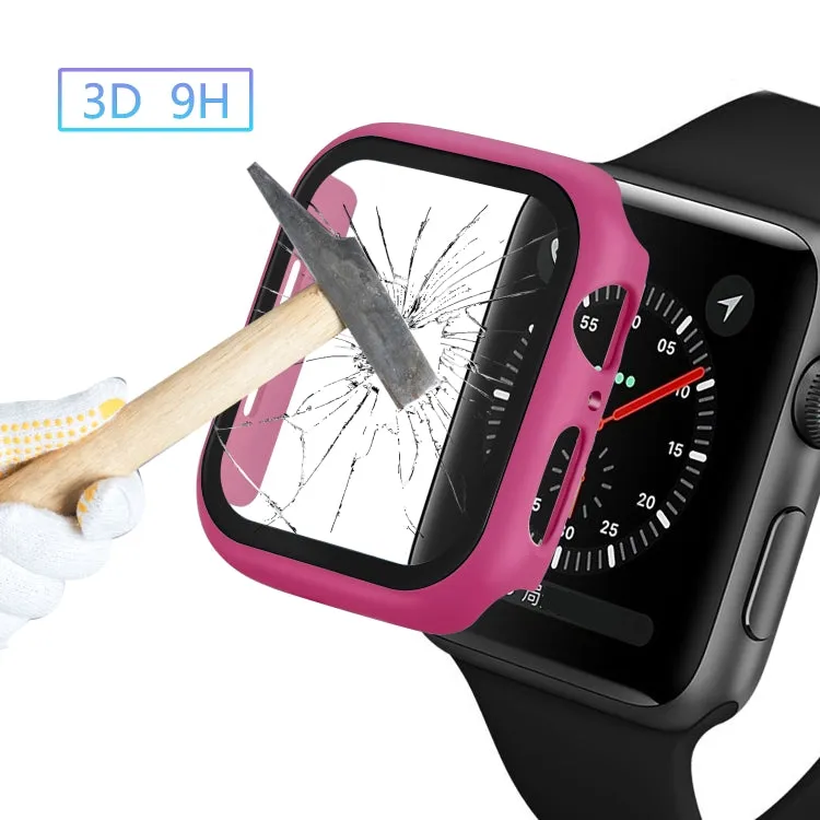 ENKAY Hat-prince Full Coverage PC Case   Tempered Glass Protector for Apple Watch Series 5 / 4 44mm(Rose)