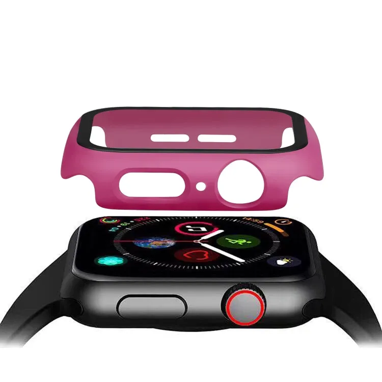 ENKAY Hat-prince Full Coverage PC Case   Tempered Glass Protector for Apple Watch Series 5 / 4 44mm(Rose)