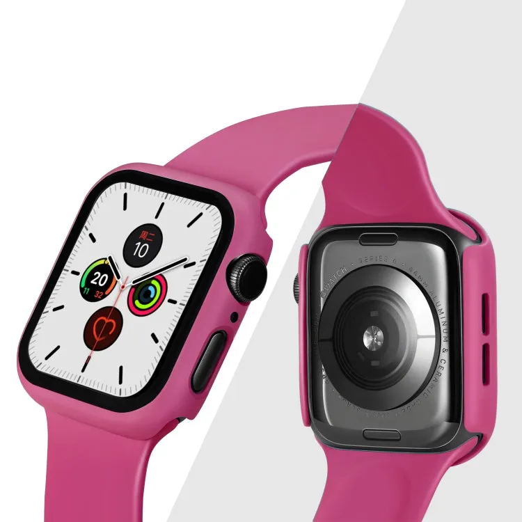 ENKAY Hat-prince Full Coverage PC Case   Tempered Glass Protector for Apple Watch Series 5 / 4 44mm(Rose)