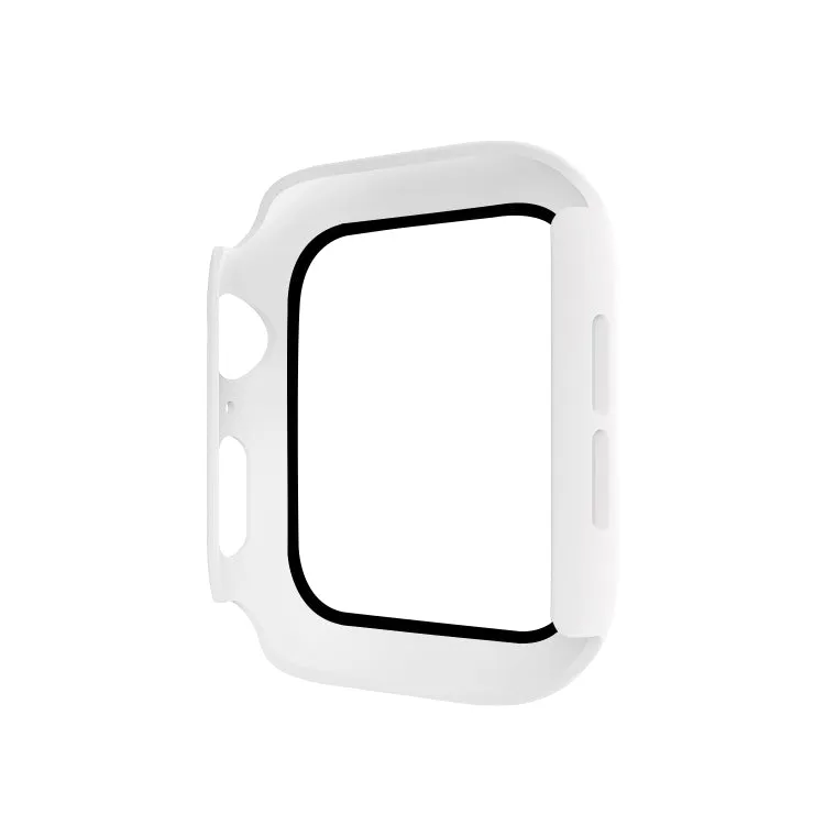 ENKAY Hat-prince Full Coverage PC Case   Tempered Glass Protector for Apple Watch Series 5 / 4 44mm(White)