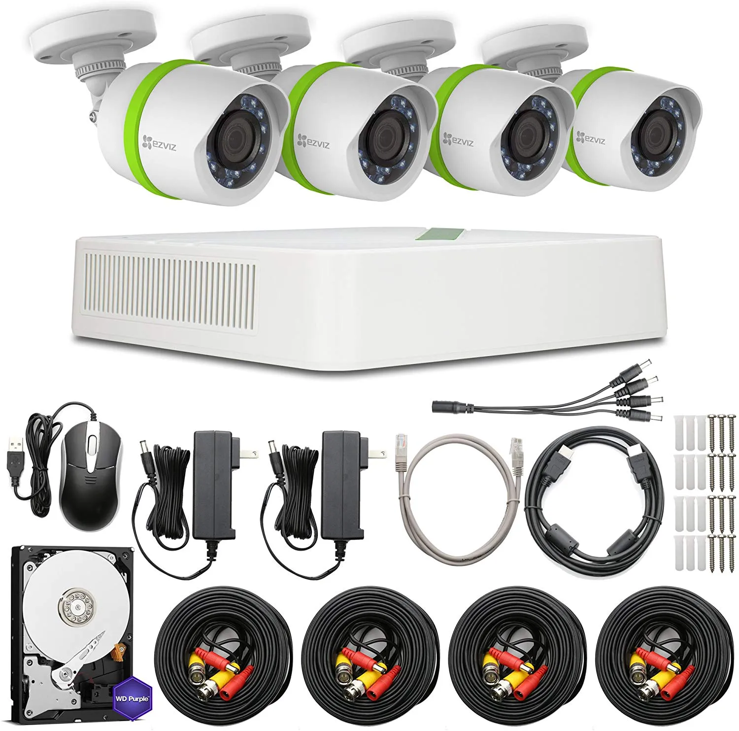 Ezviz 4-Channel 720p Video Security System, 4 Analog Cameras, 1TB HDD - BD-2404B1 (Certified Refurbished)