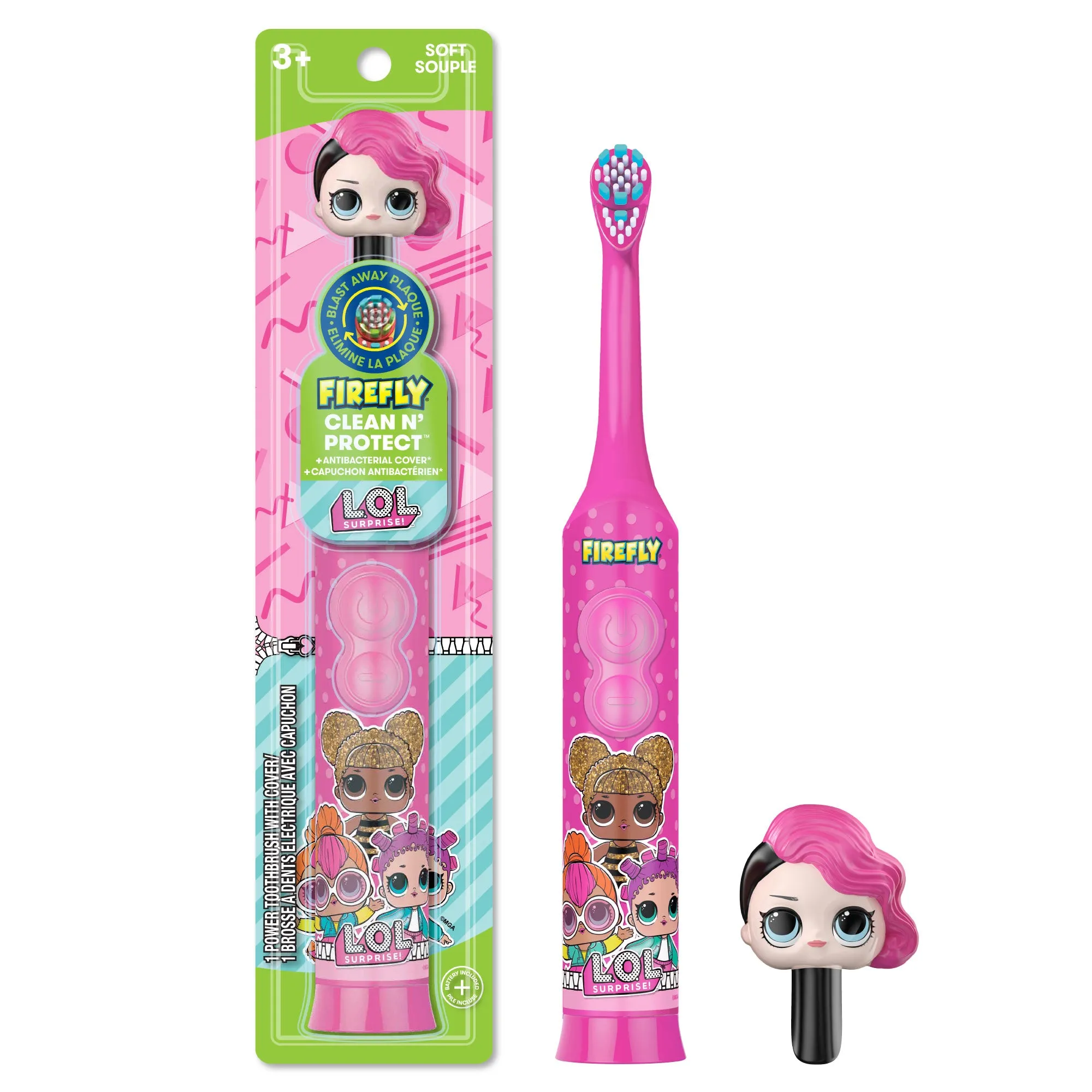 Firefly Clean N' Protect L.O.L. SURPRISE! Power Toothbrush with 3D Character Cover