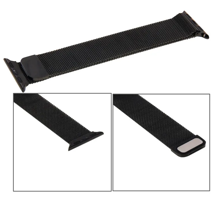 For Apple Watch 38mm Milanese Loop Magnetic Stainless Steel Watch Band(Black)