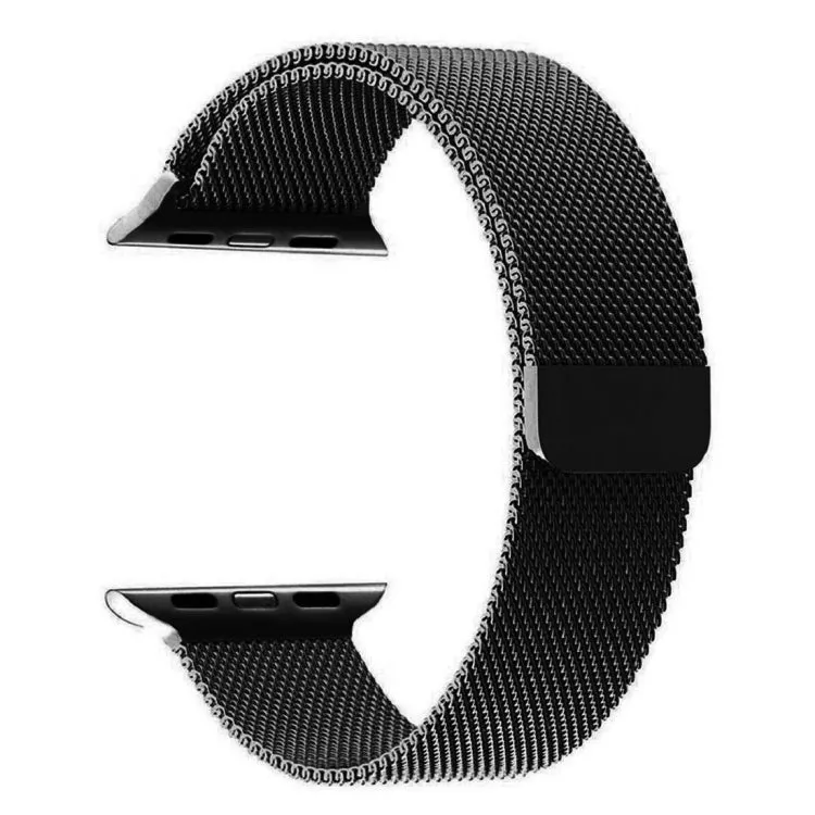 For Apple Watch 38mm Milanese Loop Magnetic Stainless Steel Watch Band(Black)