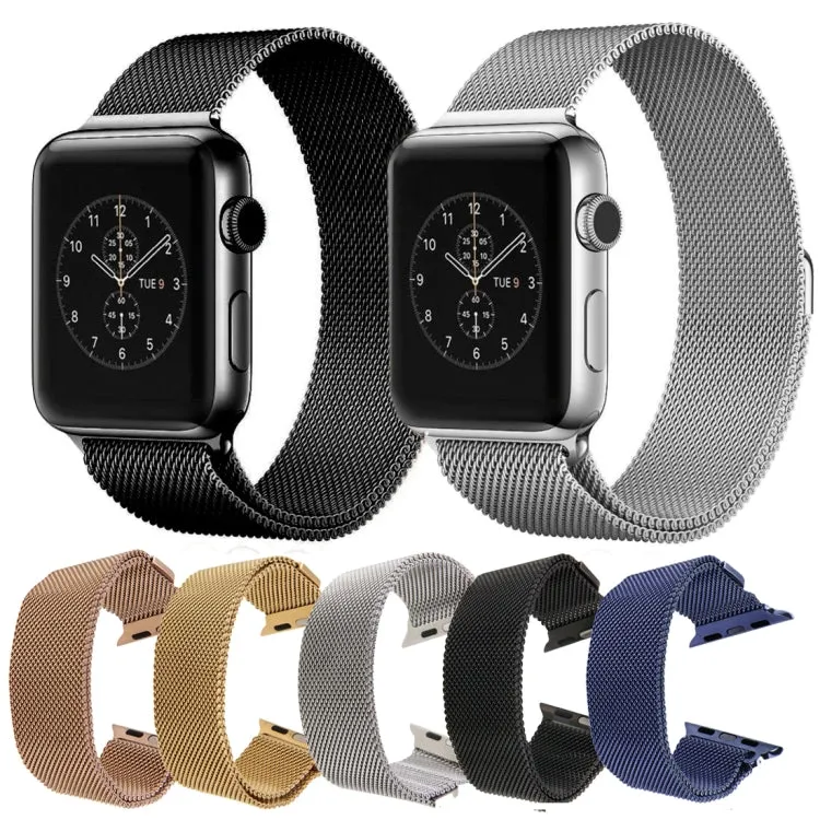 For Apple Watch 38mm Milanese Loop Magnetic Stainless Steel Watch Band(Black)