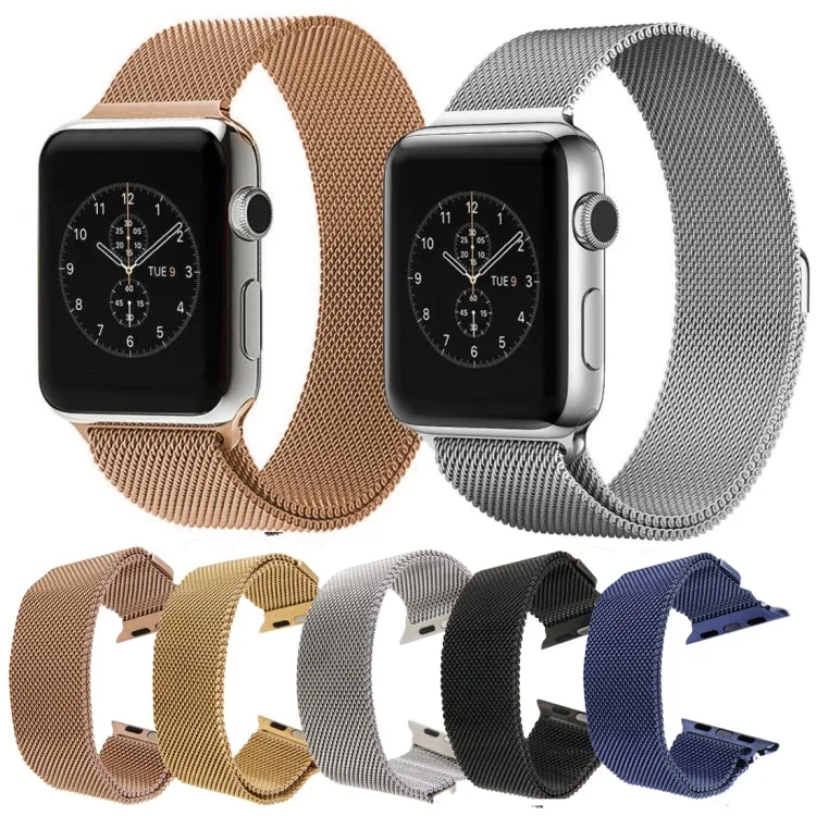 For Apple Watch 42mm Milanese Loop Magnetic Stainless Steel Watch Band(Black)