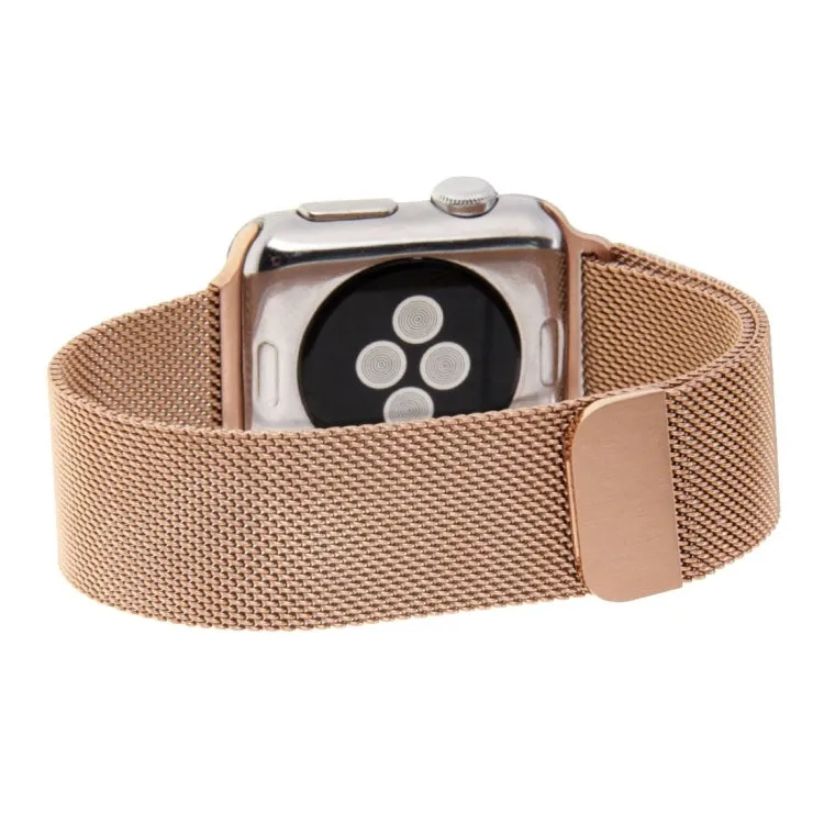 For Apple Watch 42mm Milanese Loop Magnetic Stainless Steel Watch Band(Rose Gold)