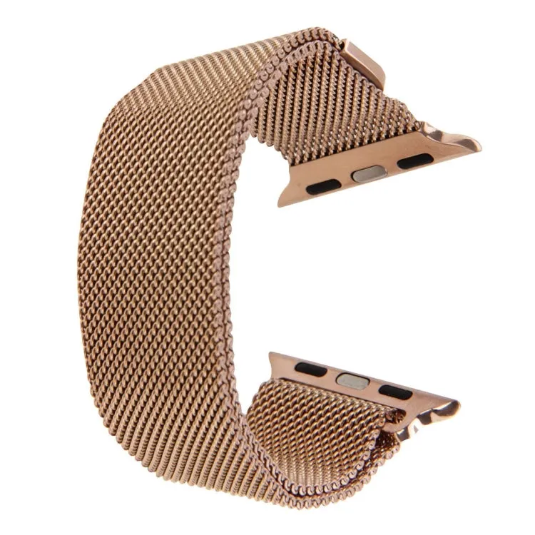 For Apple Watch 42mm Milanese Loop Magnetic Stainless Steel Watch Band(Rose Gold)