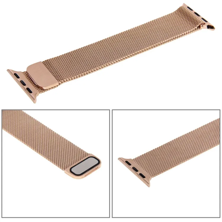 For Apple Watch 42mm Milanese Loop Magnetic Stainless Steel Watch Band(Rose Gold)