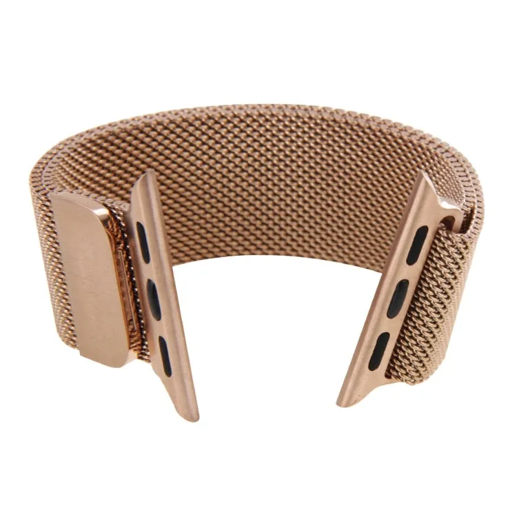 For Apple Watch 42mm Milanese Loop Magnetic Stainless Steel Watch Band(Rose Gold)