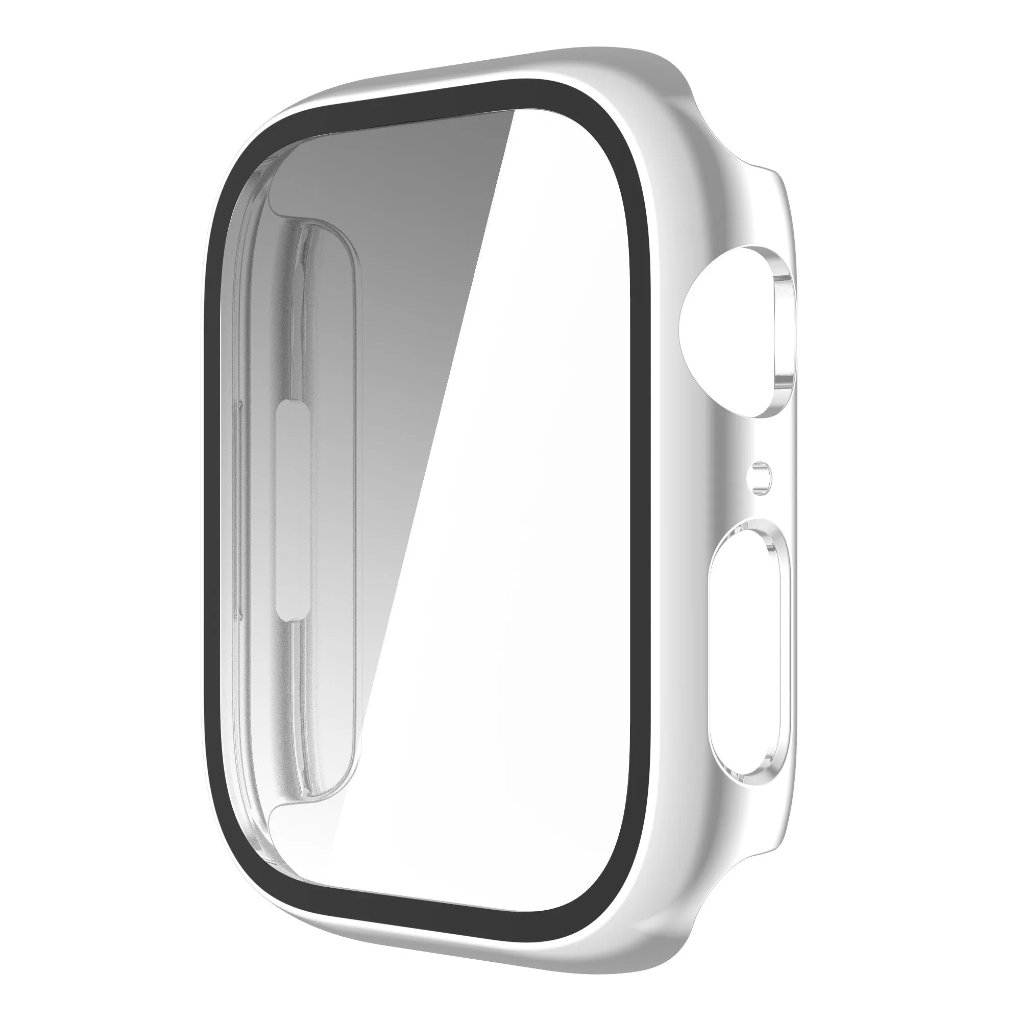 For Apple Watch iWatch Series 7 Case 41mm Tempered Glass Shockproof Full Cover - Silver