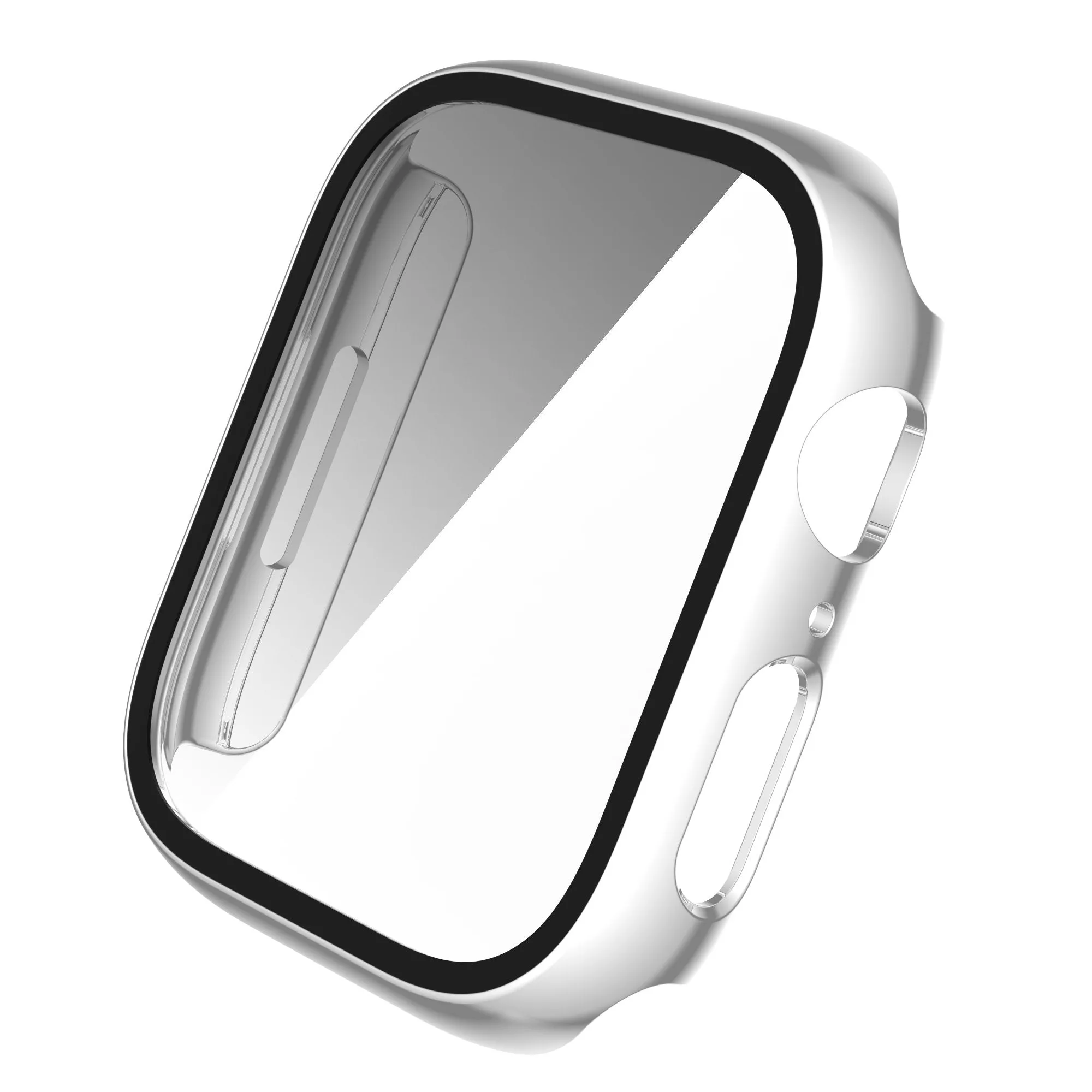 For Apple Watch iWatch Series 7 Case 41mm Tempered Glass Shockproof Full Cover - Silver