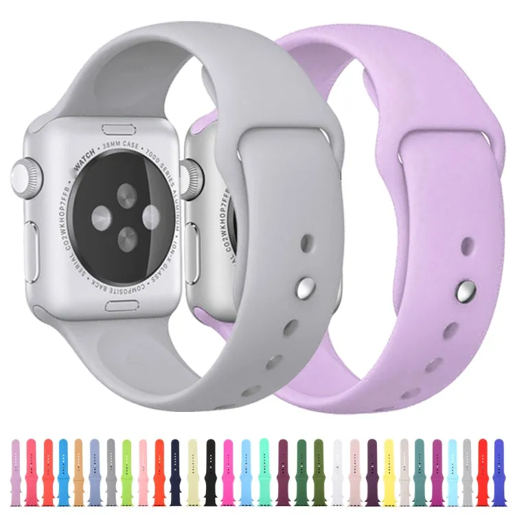 For Apple Watch Series 10 42mm / 9&8&7 41mm / SE 3&SE 2&6&SE&5&4 40mm / 3&2&1 38mm 3 in 1 Rubber Watch Band with Pin Buckle(Silver)