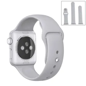 For Apple Watch Series 10 42mm / 9&8&7 41mm / SE 3&SE 2&6&SE&5&4 40mm / 3&2&1 38mm 3 in 1 Rubber Watch Band with Pin Buckle(Silver)