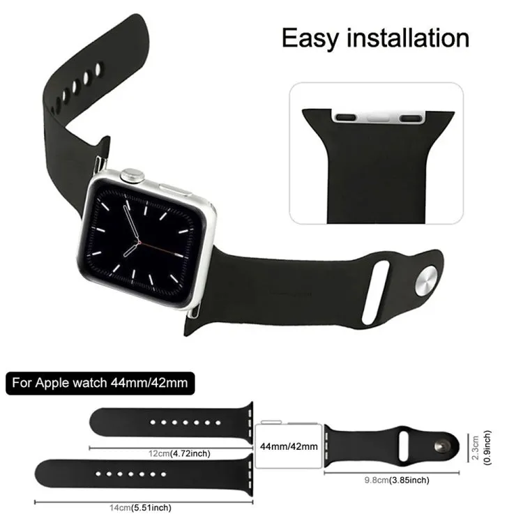 For Apple Watch Series 10 42mm / 9&8&7 41mm / SE 3&SE 2&6&SE&5&4 40mm / 3&2&1 38mm 3 in 1 Rubber Watch Band with Pin Buckle(Silver)