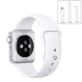 For Apple Watch Series 10 42mm / 9&8&7 41mm / SE 3&SE 2&6&SE&5&4 40mm / 3&2&1 38mm 3 in 1 Rubber Watch Band with Pin Buckle(White)