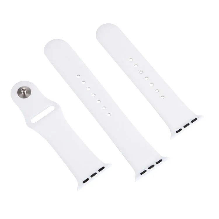 For Apple Watch Series 10 42mm / 9&8&7 41mm / SE 3&SE 2&6&SE&5&4 40mm / 3&2&1 38mm 3 in 1 Rubber Watch Band with Pin Buckle(White)