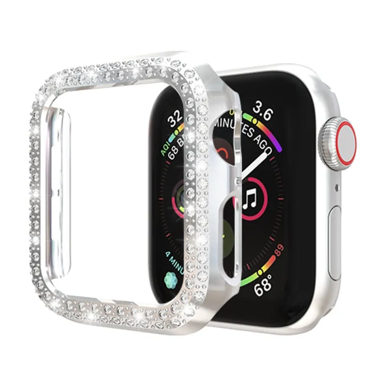 For Apple Watch Series 3 & 2 & 1 38mm Double Row Diamonds PC Protective Case(Silver)