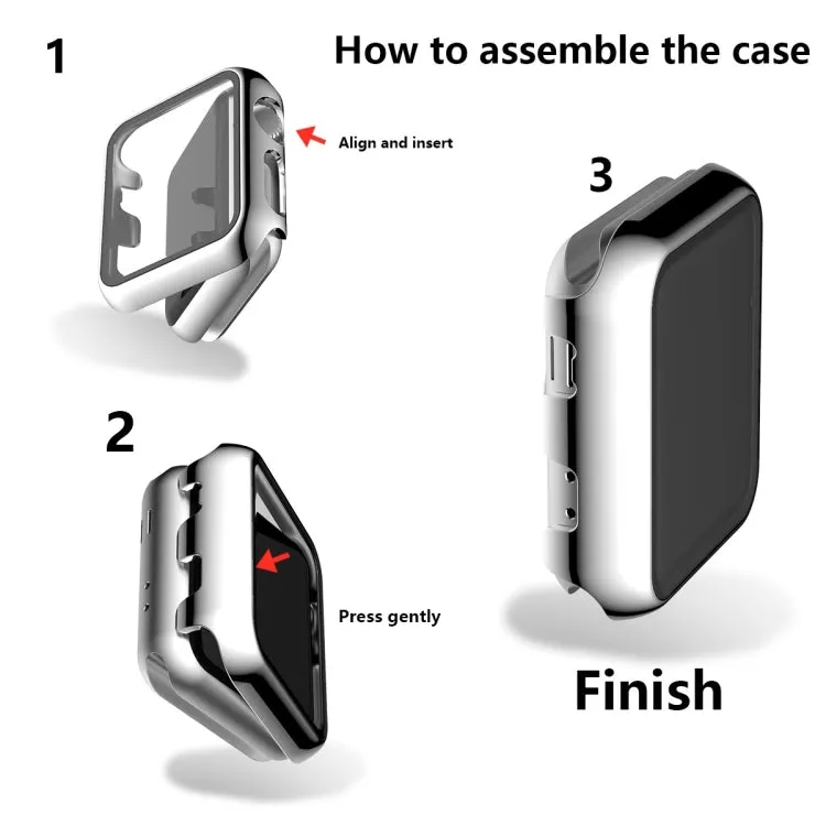 For Apple Watch Series 3 & 2 & 1 38mm Full Coverage Plating Glass Case(Black)