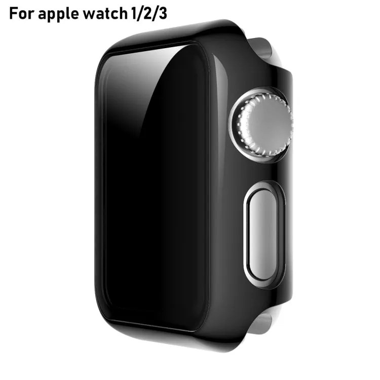 For Apple Watch Series 3 & 2 & 1 38mm Full Coverage Plating Glass Case(Black)