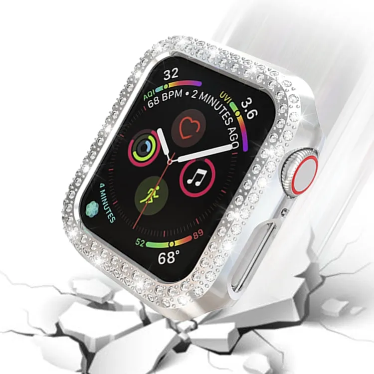 For Apple Watch Series 3 & 2 & 1 42mm Double Row Diamonds PC Protective Case(Silver)