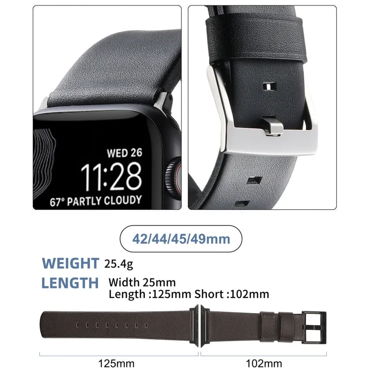 For Apple Watch Series 5 40mm Genuine Leather Hybrid Silicone Watch Band(Black Sliver Buckle)