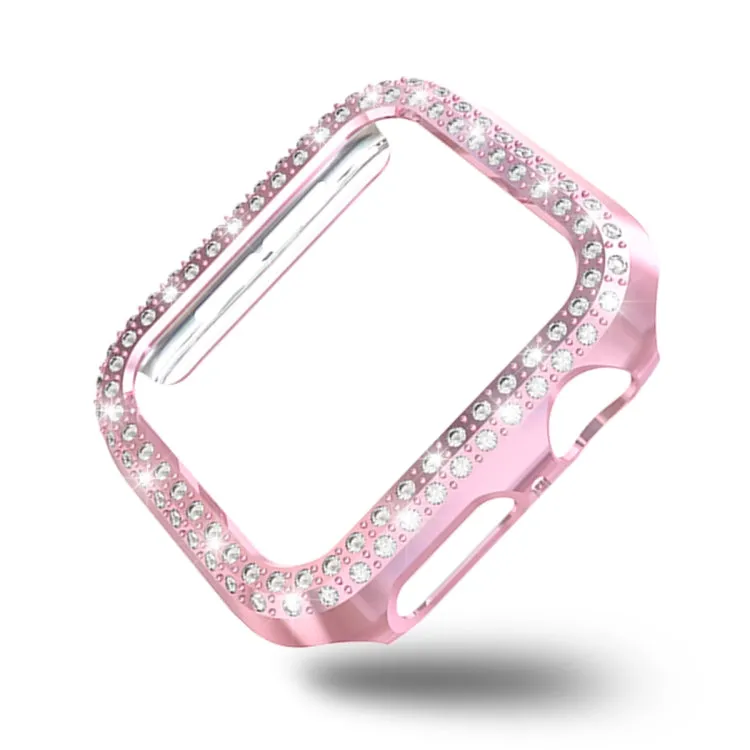 For Apple Watch Series 5 & 4 40mm Double Row Diamonds PC Protective Case(Pink)