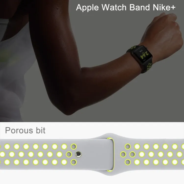 For Apple Watch Series 7 41mm / 6 & SE & 5 & 4 40mm / 3 & 2 & 1 38mm Fashionable Classical Silicone Sport Watch Band(Black Yellow)