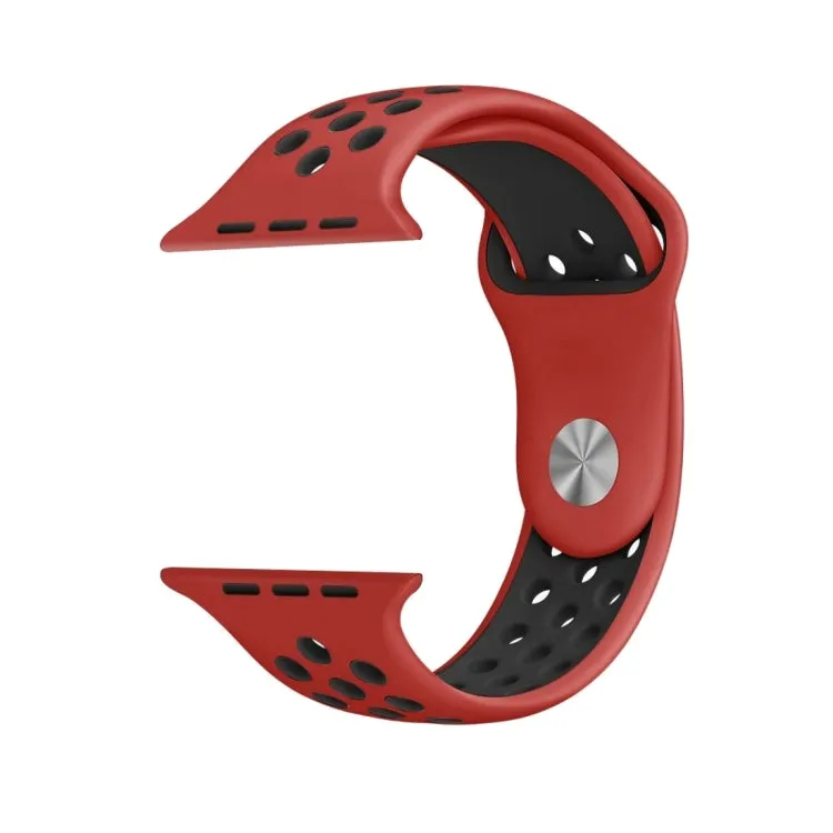 For Apple Watch Series 7 41mm / 6 & SE & 5 & 4 40mm / 3 & 2 & 1 38mm Fashionable Classical Silicone Sport Watch Band(Red Black)