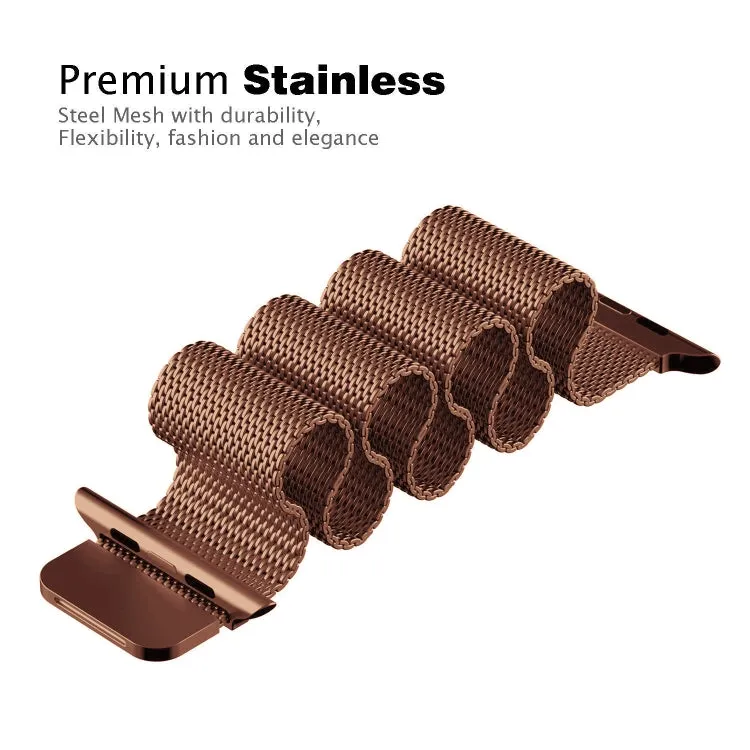 For Apple Watch Series 9&8&7 41mm / 6 & SE & 5 & 4 40mm / 3 & 2 & 1 38mm Milanese Loop Magnetic Stainless Steel Watch Band(Bronze Gold)