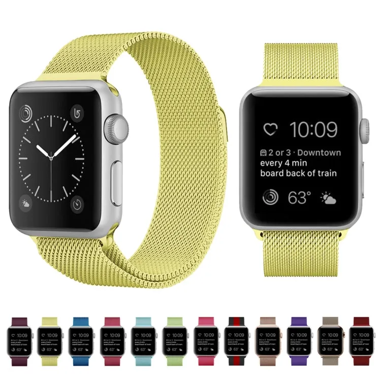 For Apple Watch Series 9&8&7 41mm / 6 & SE & 5 & 4 40mm / 3 & 2 & 1 38mm Milanese Loop Magnetic Stainless Steel Watch Band(Bronze Gold)