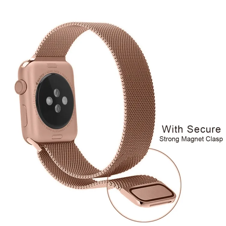 For Apple Watch Series  9&8&7 41mm / 6 & SE & 5 & 4 40mm / 3 & 2 & 1 38mm Milanese Loop Magnetic Stainless Steel Watch Band(Champagne Gold)