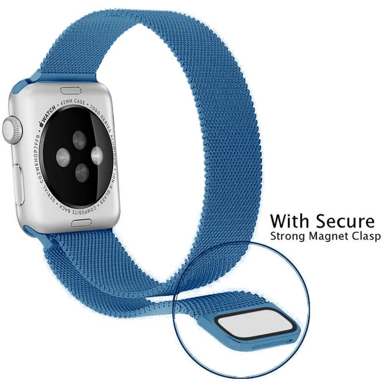 For Apple Watch Series 9&8&7 41mm / 6 & SE & 5 & 4 40mm / 3 & 2 & 1 38mm Milanese Loop Magnetic Stainless Steel Watch Band(Porcelain Blue)