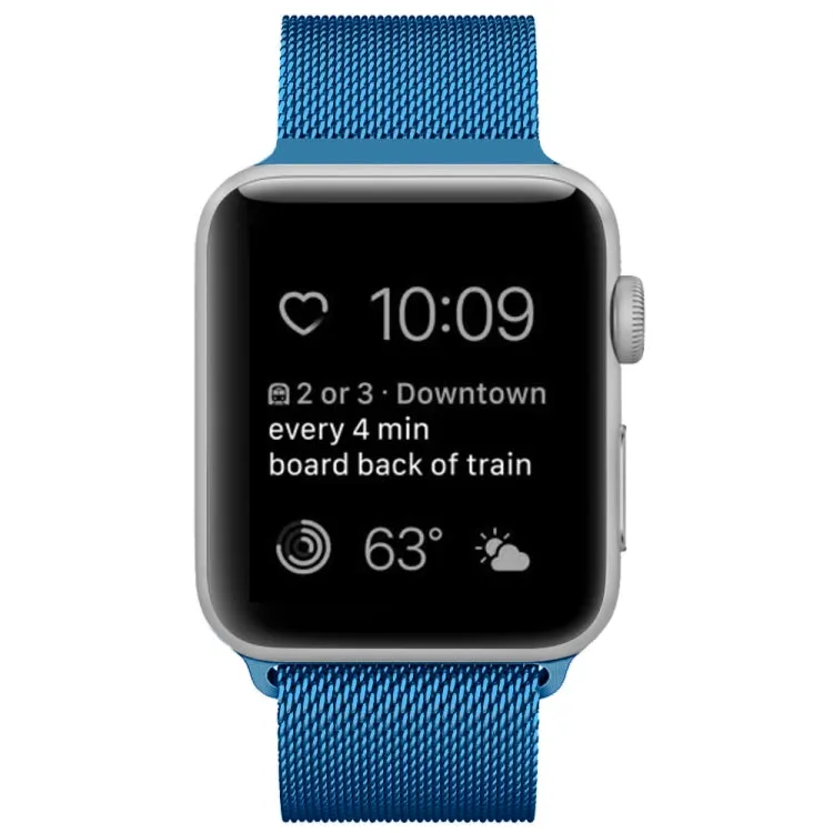 For Apple Watch Series 9&8&7 41mm / 6 & SE & 5 & 4 40mm / 3 & 2 & 1 38mm Milanese Loop Magnetic Stainless Steel Watch Band(Porcelain Blue)