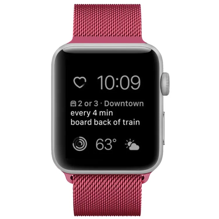 For Apple Watch Series 9&8&7 41mm / 6 & SE & 5 & 4 40mm / 3 & 2 & 1 38mm Milanese Loop Magnetic Stainless Steel Watch Band(Tea Red)