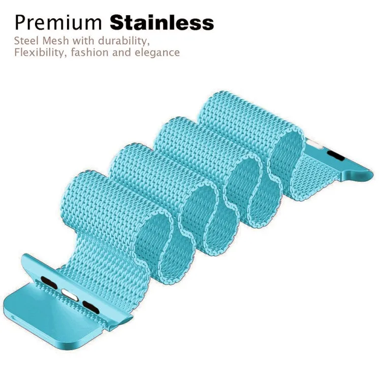 For Apple Watch Series 9&8&7 41mm / 6 & SE & 5 & 4 40mm / 3 & 2 & 1 38mm Milanese Loop Magnetic Stainless Steel Watch Band(Turquoise)