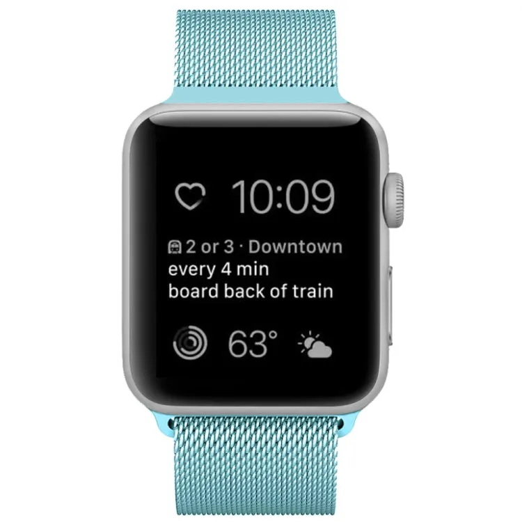 For Apple Watch Series 9&8&7 41mm / 6 & SE & 5 & 4 40mm / 3 & 2 & 1 38mm Milanese Loop Magnetic Stainless Steel Watch Band(Turquoise)