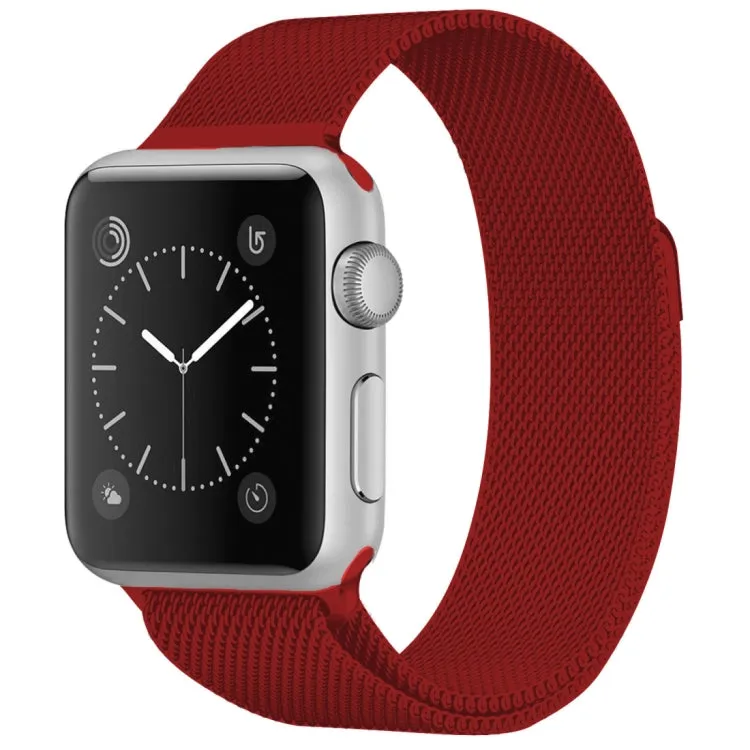 For Apple Watch Series 9&8&7 41mm / SE 3&SE 2&6&SE&5&4 40mm / 3&2&1 38mm Milanese Loop Magnetic Stainless Steel Watch Band(Red)