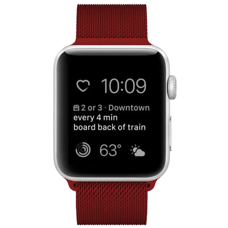 For Apple Watch Series 9&8&7 41mm / SE 3&SE 2&6&SE&5&4 40mm / 3&2&1 38mm Milanese Loop Magnetic Stainless Steel Watch Band(Red)