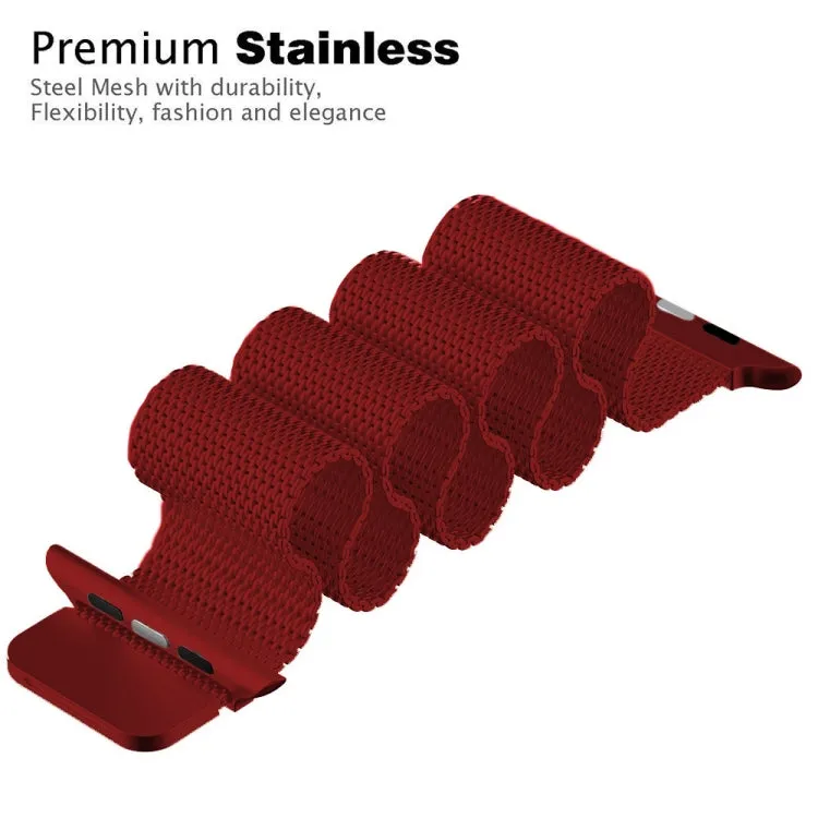 For Apple Watch Series 9&8&7 41mm / SE 3&SE 2&6&SE&5&4 40mm / 3&2&1 38mm Milanese Loop Magnetic Stainless Steel Watch Band(Red)