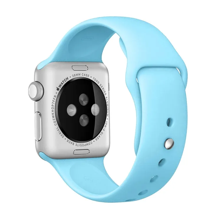 For Apple Watch Ultra 49mm & Watch Ultra 2 49mm / Series 9&8&7 45mm / SE 3&SE 2&6&SE&5&4 44mm / 3&2&1 42mm 3 in 1 Rubber Watch Band with Pin Buckle(Baby Blue)