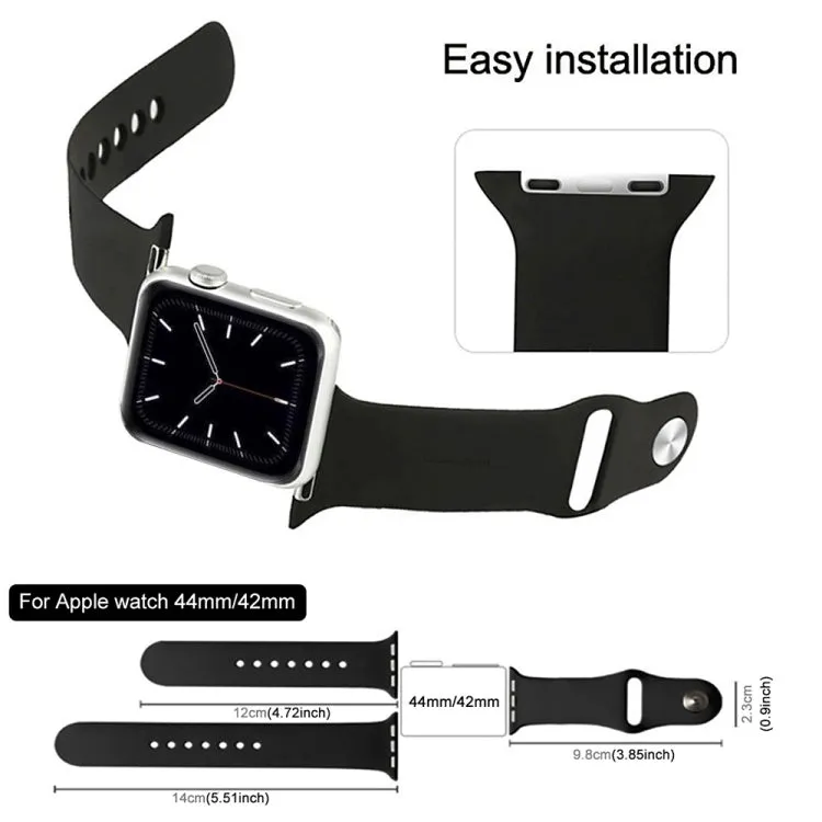 For Apple Watch Ultra 49mm & Watch Ultra 2 49mm / Series 9&8&7 45mm / SE 3&SE 2&6&SE&5&4 44mm / 3&2&1 42mm 3 in 1 Rubber Watch Band with Pin Buckle(Dark Blue)