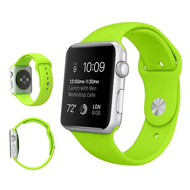 For Apple Watch Ultra 49mm & Watch Ultra 2 49mm / Series 9&8&7 45mm / SE 3&SE 2&6&SE&5&4 44mm / 3&2&1 42mm 3 in 1 Rubber Watch Band with Pin Buckle(Green)