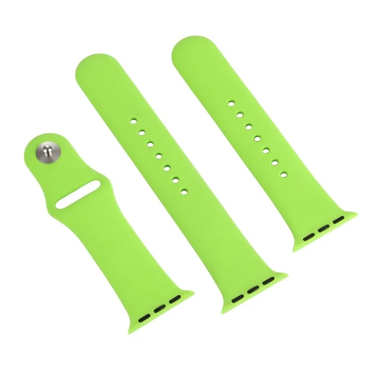 For Apple Watch Ultra 49mm & Watch Ultra 2 49mm / Series 9&8&7 45mm / SE 3&SE 2&6&SE&5&4 44mm / 3&2&1 42mm 3 in 1 Rubber Watch Band with Pin Buckle(Green)