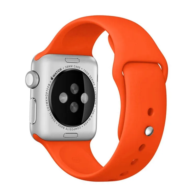 For Apple Watch Ultra 49mm & Watch Ultra 2 49mm / Series 9&8&7 45mm / SE 3&SE 2&6&SE&5&4 44mm / 3&2&1 42mm 3 in 1 Rubber Watch Band with Pin Buckle(Orange)